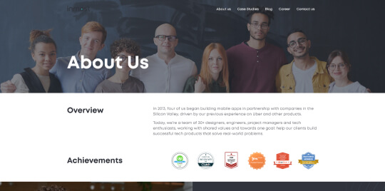 About Us preview.